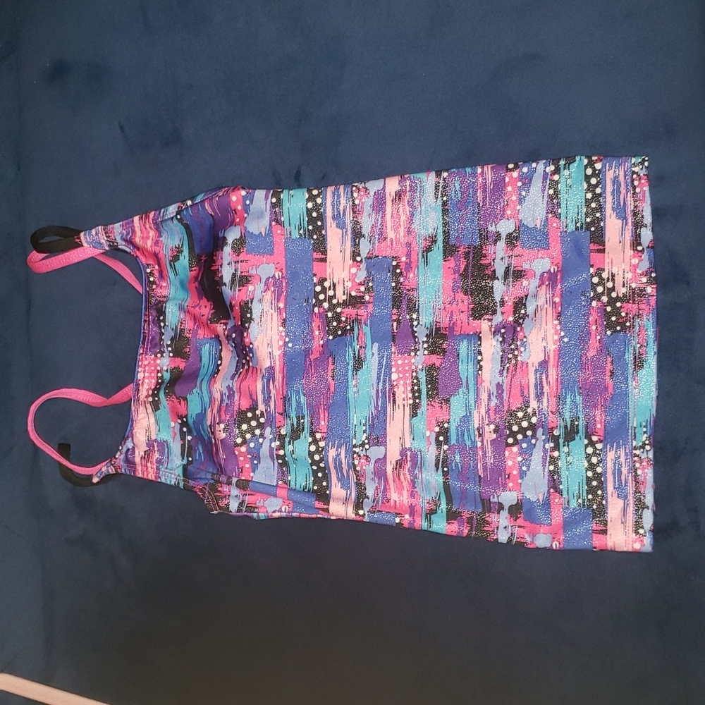 Gymnastic tank top girls size 10/12 Sparkle colorful crossback tank
